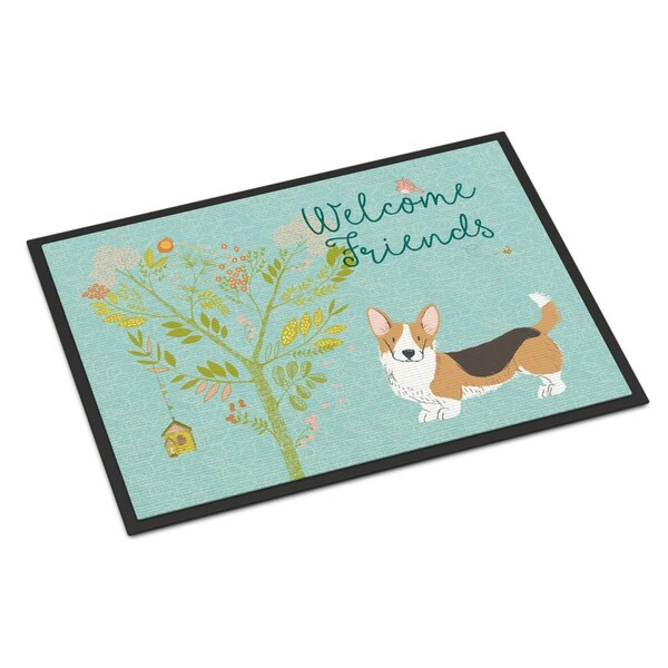 Carolines Treasures Welcome Friends Pembroke Welsh Corgi Tricolor Indoor or Outdoor Mat, 24 x 36 in. BB7610JMAT - main
